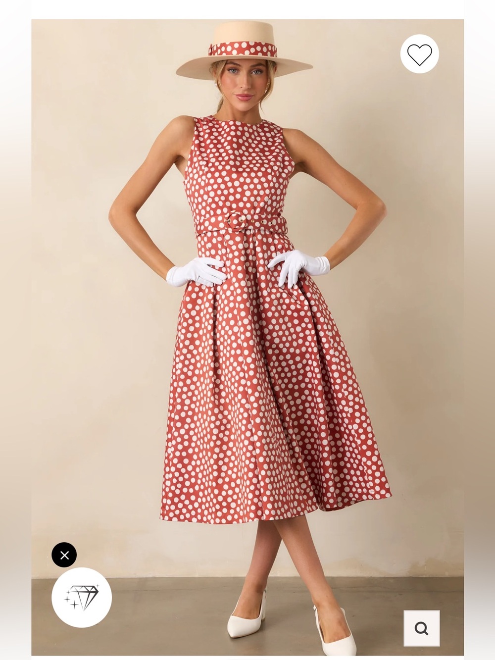 Prosperina Ava Belted Polka Dot Midi Dress NWT - Picture 3 of 9